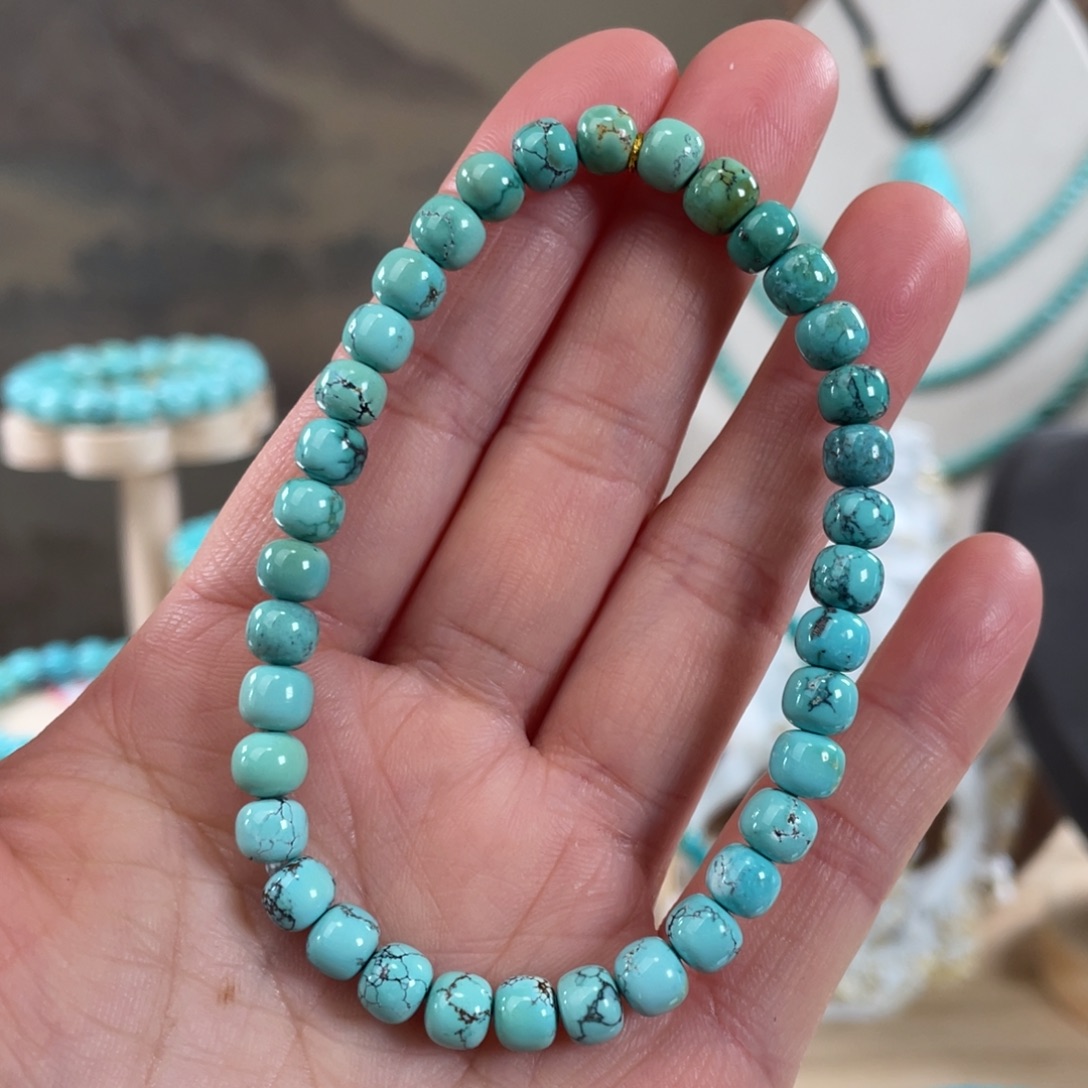 绿松石未镶嵌套链5.9精品老型手串