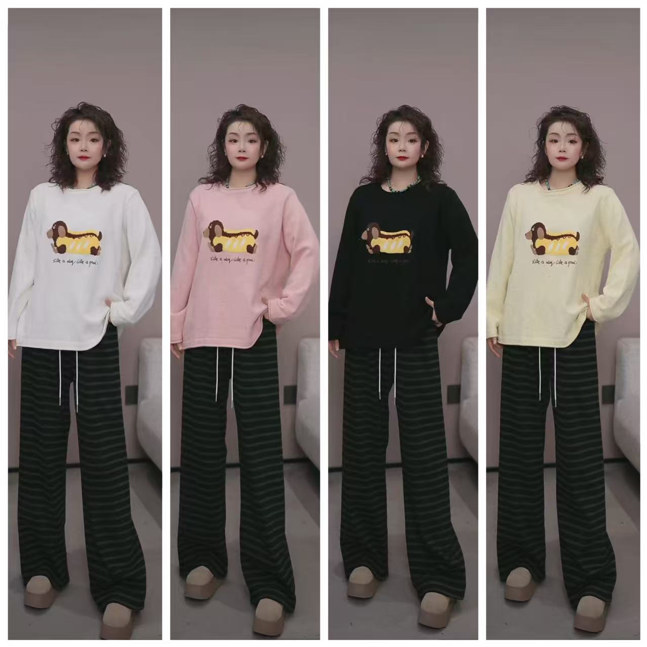 【年货～腊肠狗圆领定制雪花针织衫】XP 8935