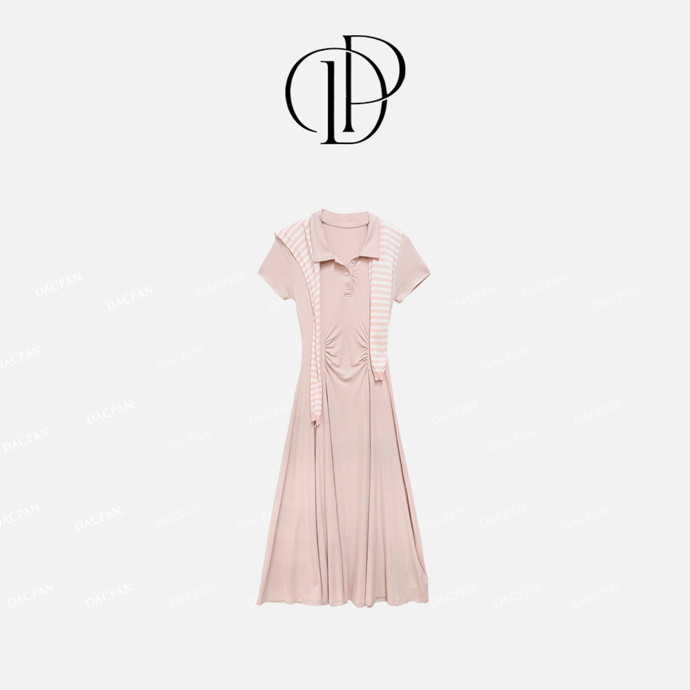 DACPAN-“轻游散步”法式Polo领连衣裙  垫肩可拆 2025/盼·YP291
