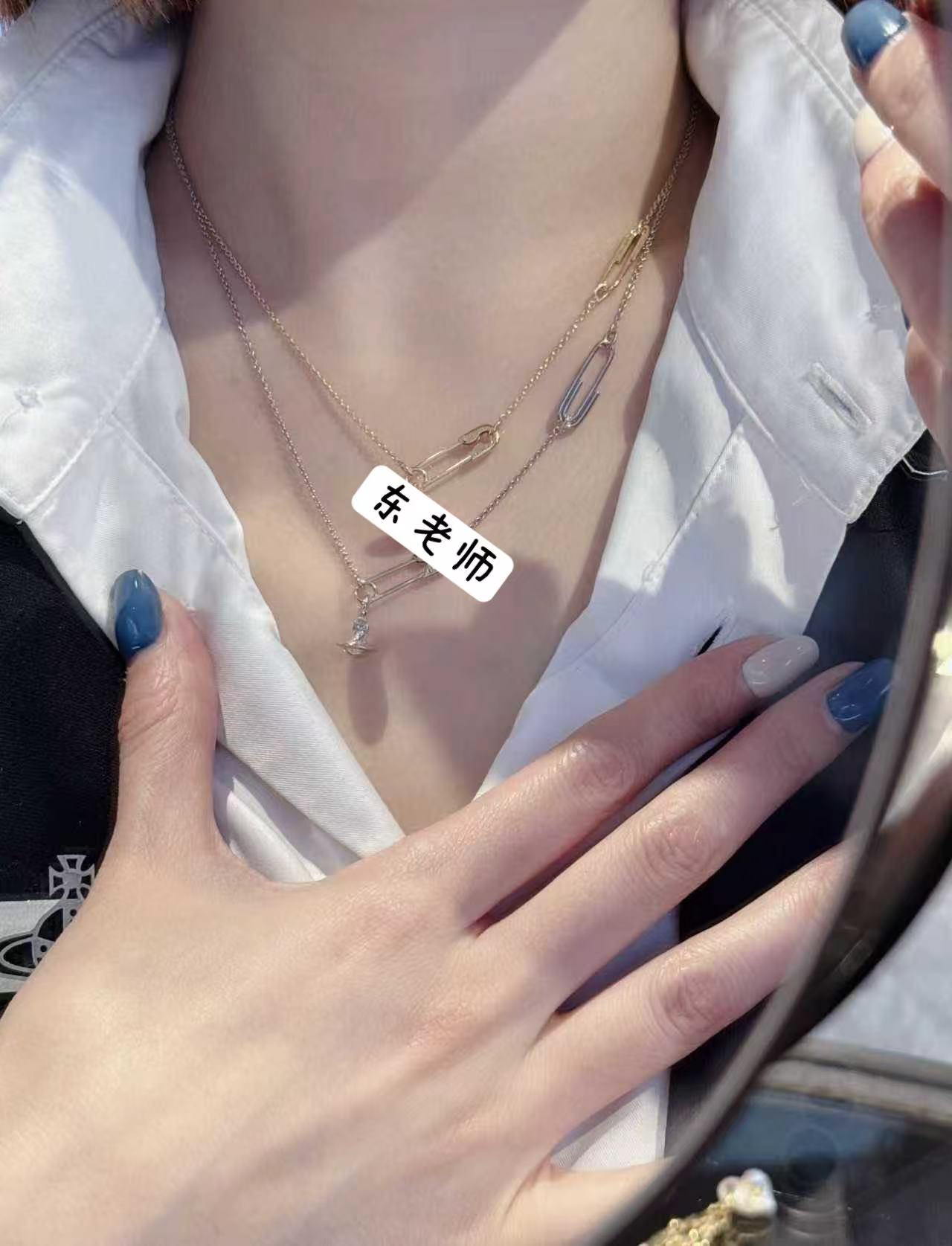 铜合金项链 【新款回形针项链】新款星球极简风百搭款土星orb项链