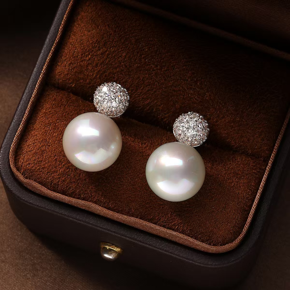 纯铜锆石耳饰 2025新款法式轻奢耳环耳饰