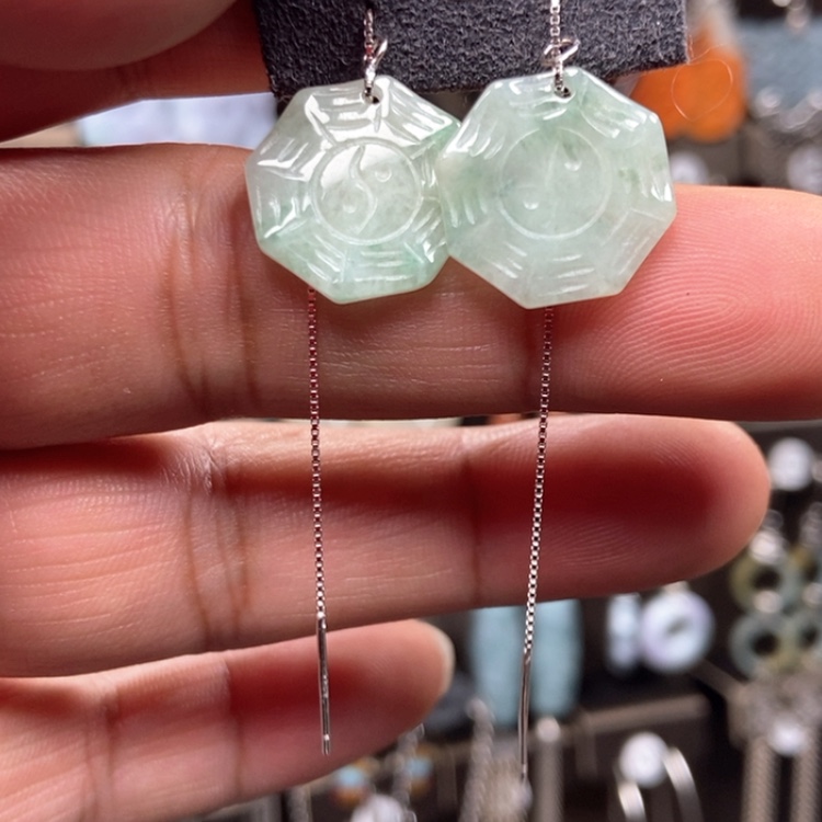 【闪购商品】翡翠耳饰银S925镶嵌耳饰