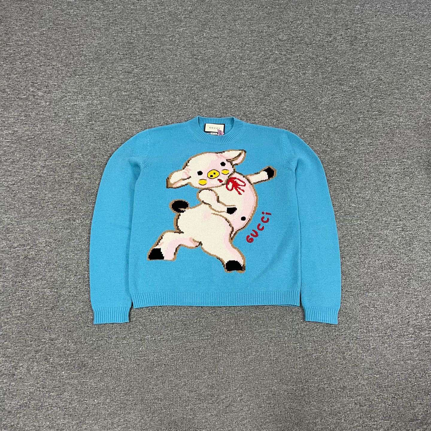 99新 AMIPARIS gucci 蓝色小猪 毛衣
