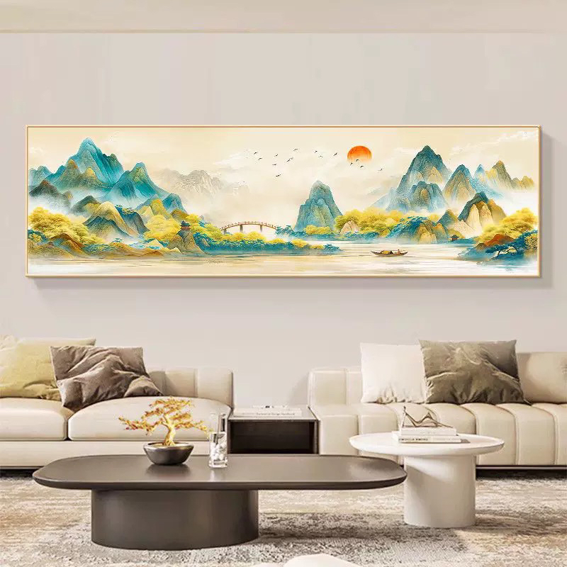 【艳儿】新疆长绒棉：万里江山现代中式简约客厅山水风景十字绣