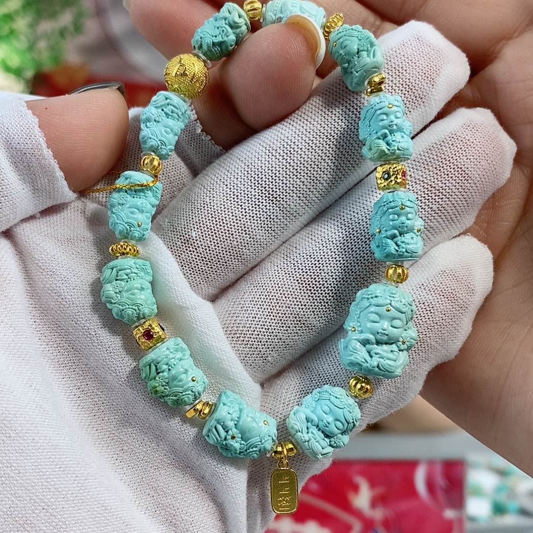 绿松石珠宝奇石18K金镶嵌