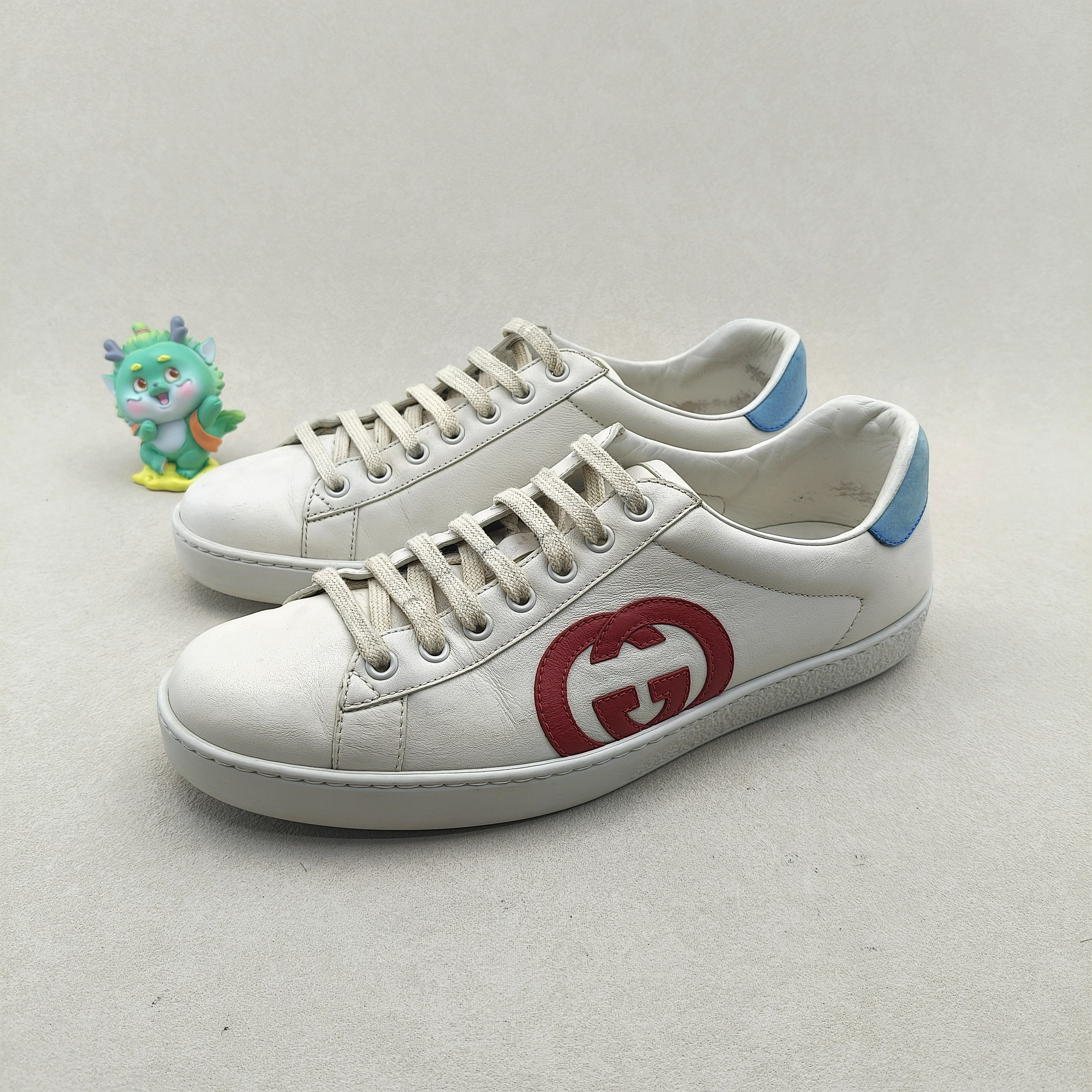 99新 GUCCI/古驰 41码/米白色双G大logo刺绣 低帮时尚休闲板鞋