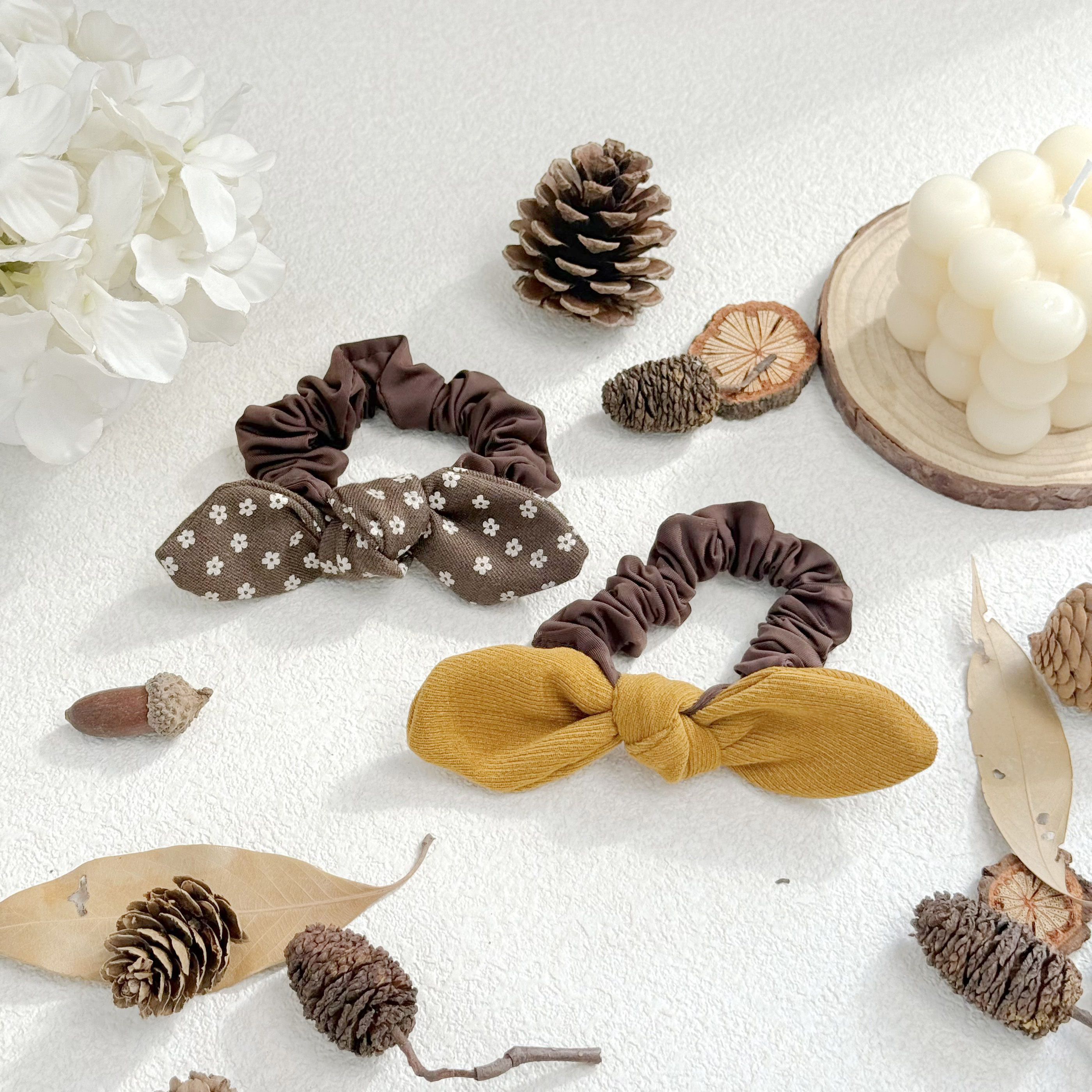 F-374秋冬百搭蝴蝶结爱心高弹发圈