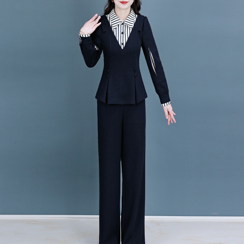 【两件套】24283梦晚春季优雅气质时尚大气休闲收腰显瘦套裤-ASJ