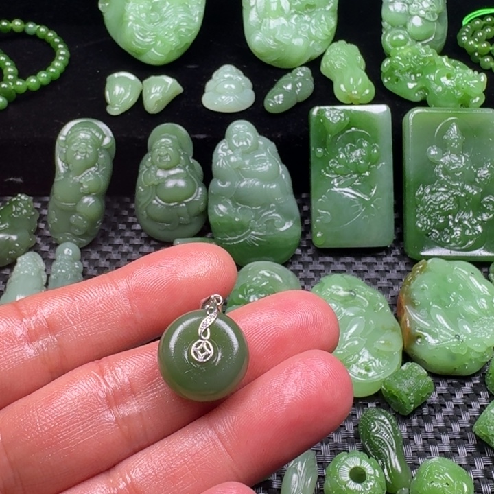 和田玉银S925镶嵌耳饰