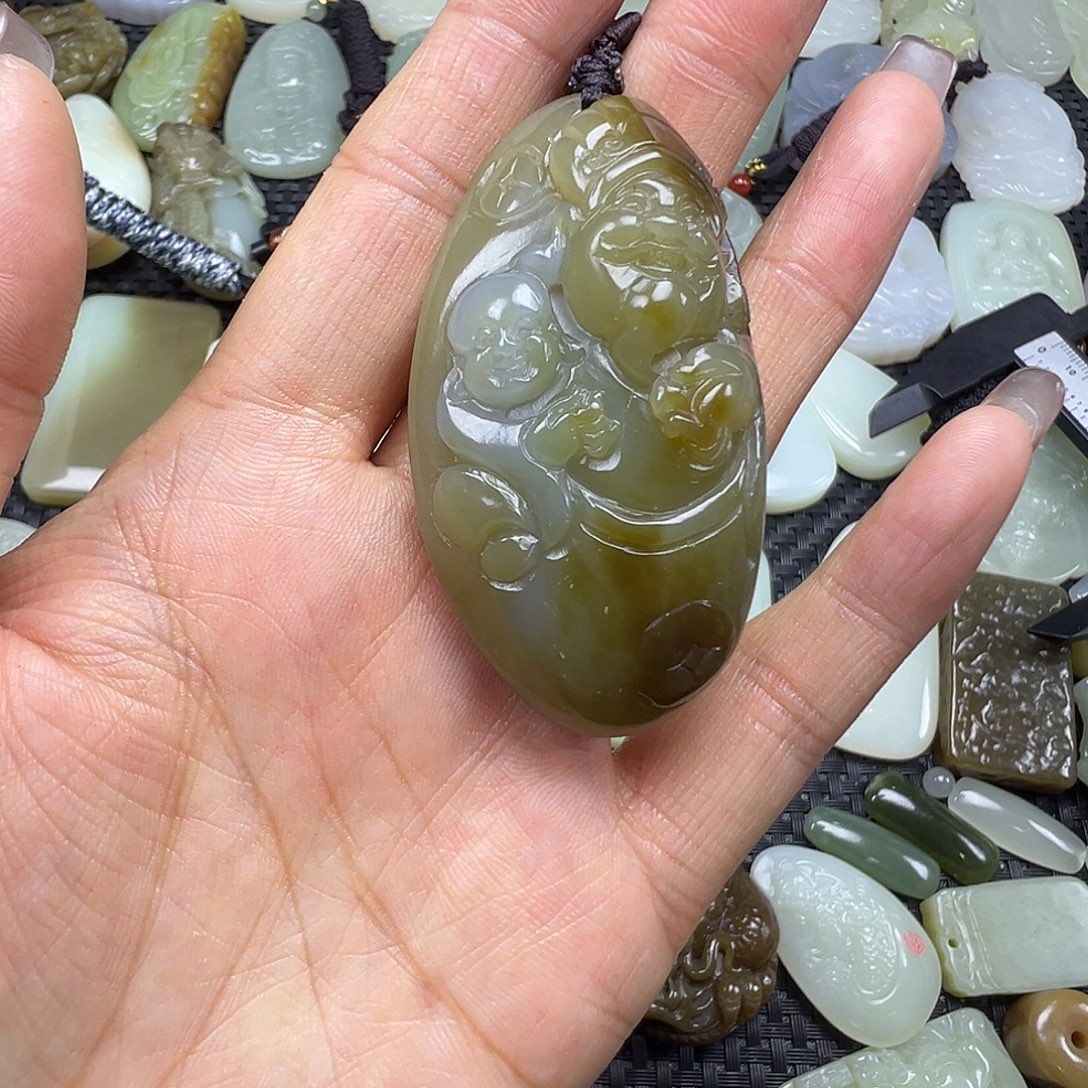 和田玉未镶嵌吊坠(不含链)卡59（微瑕漏）