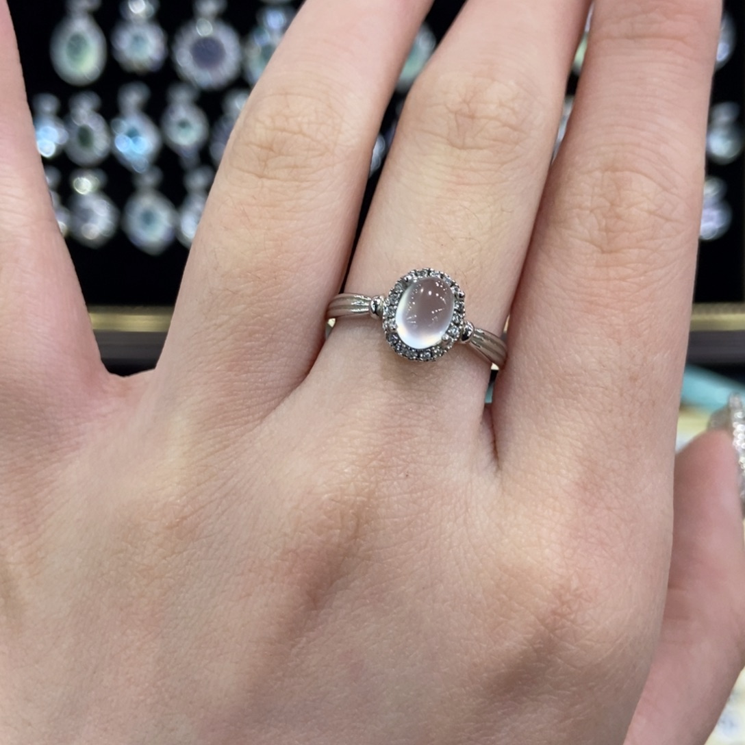 蛇纹石玉银S925镶嵌戒指