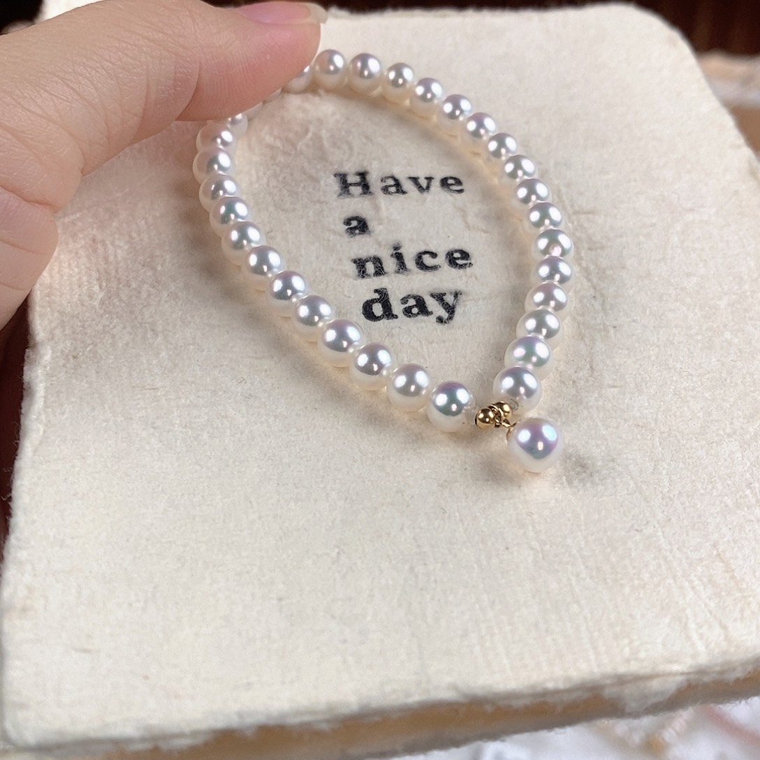 18K金镶嵌淡水珍珠手绳