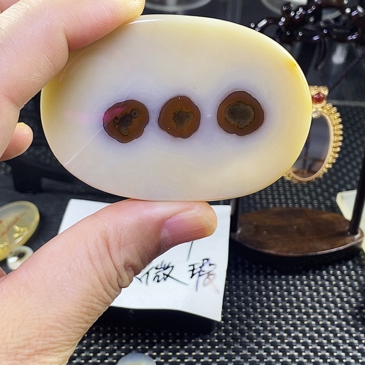 合成碳硅石非金属时尚图纹画面石饰品