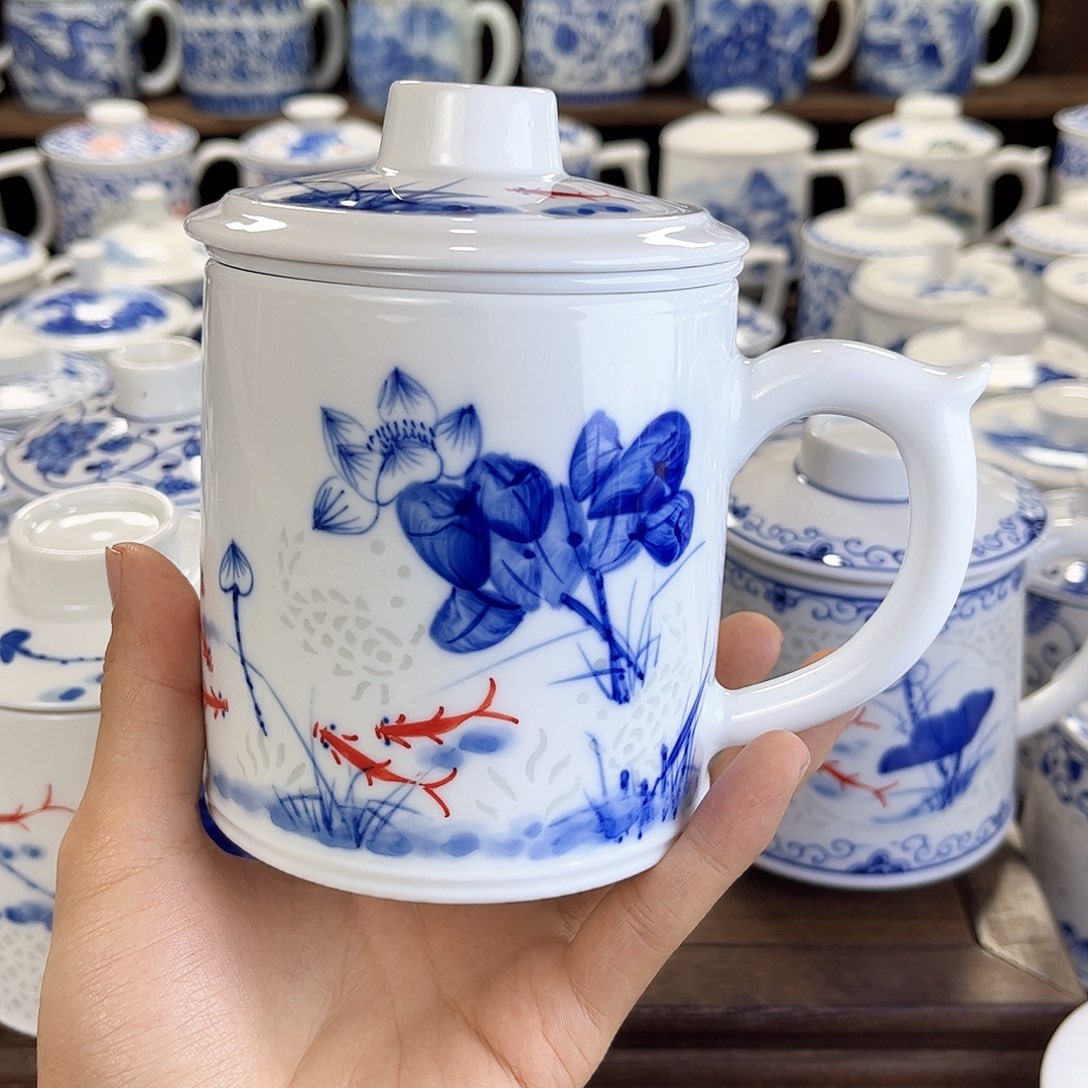 朵*景德镇陶瓷马克杯带盖
