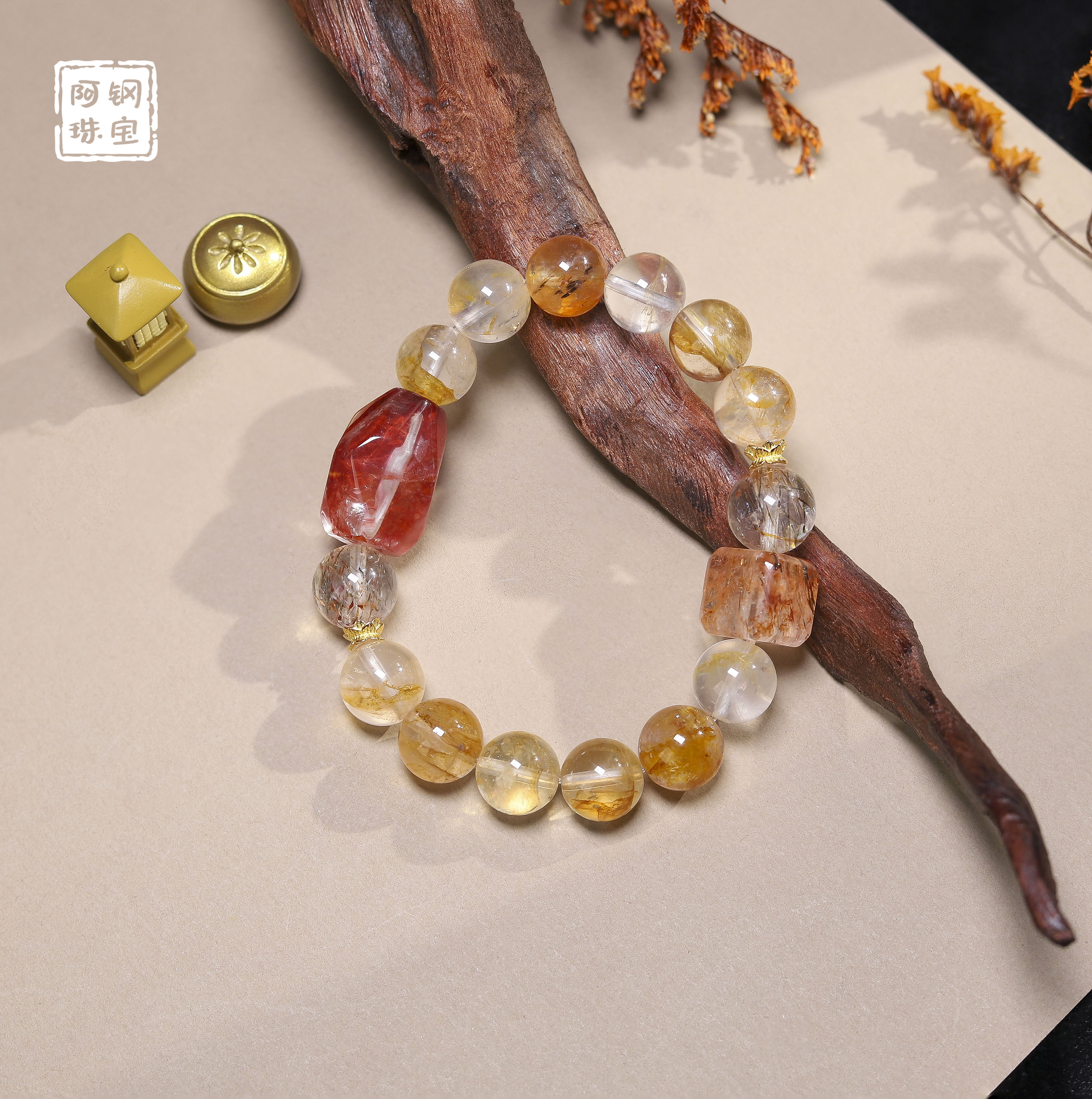 【原创】高品随形胶花DIY（11mm+）天然水晶手串-多样性发其一-JH701