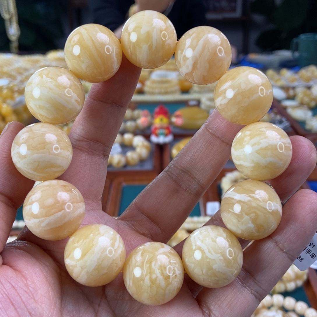 琥珀珠宝奇石未镶嵌22+虎皮纹同料串72.62