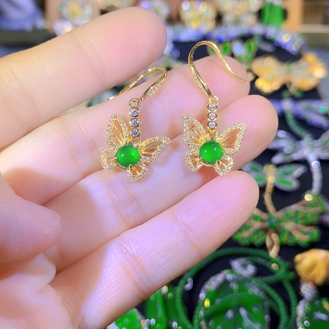 吊坠(不含链)银S925镶嵌翡翠