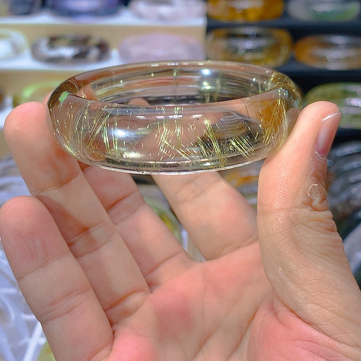 水晶手镯未镶嵌55圈口发晶手镯