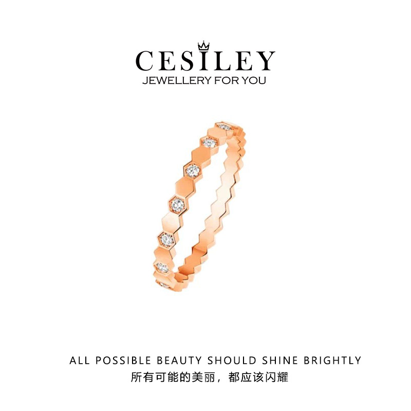 铜合金合成锆石戒指 铜合金合成戒指 精工CNC工艺蜂巢戒指DTC3005