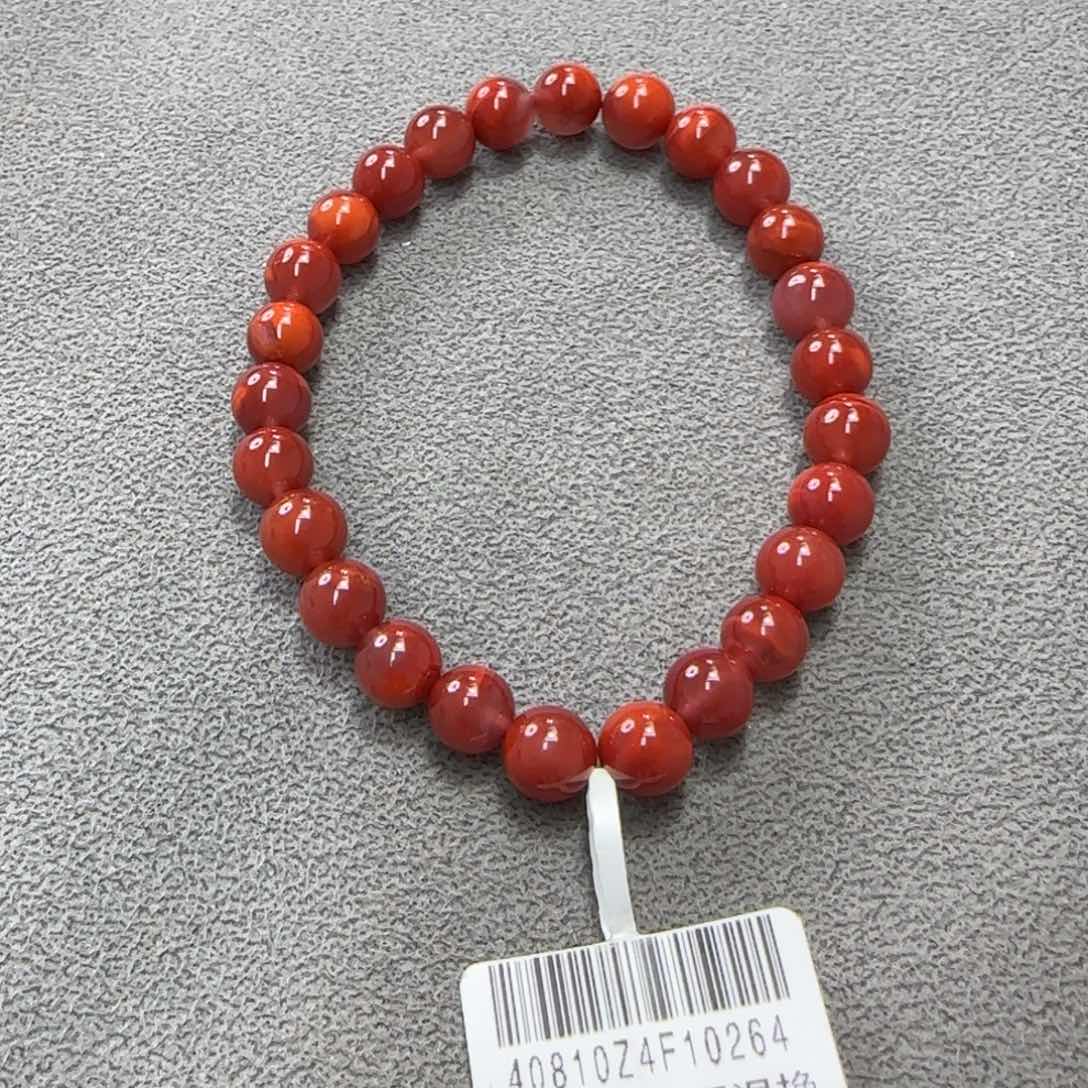 南红玛瑙手串未镶嵌抹*鲸瓦西玫红火焰纹7mm单圈