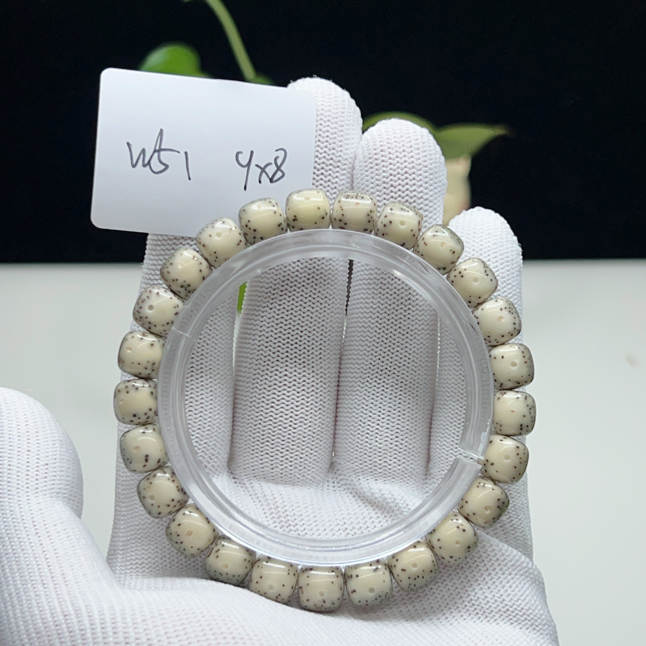 W51糯冰骨瓷白9×8正月大留白月朗星稀一物一图星月菩提手串