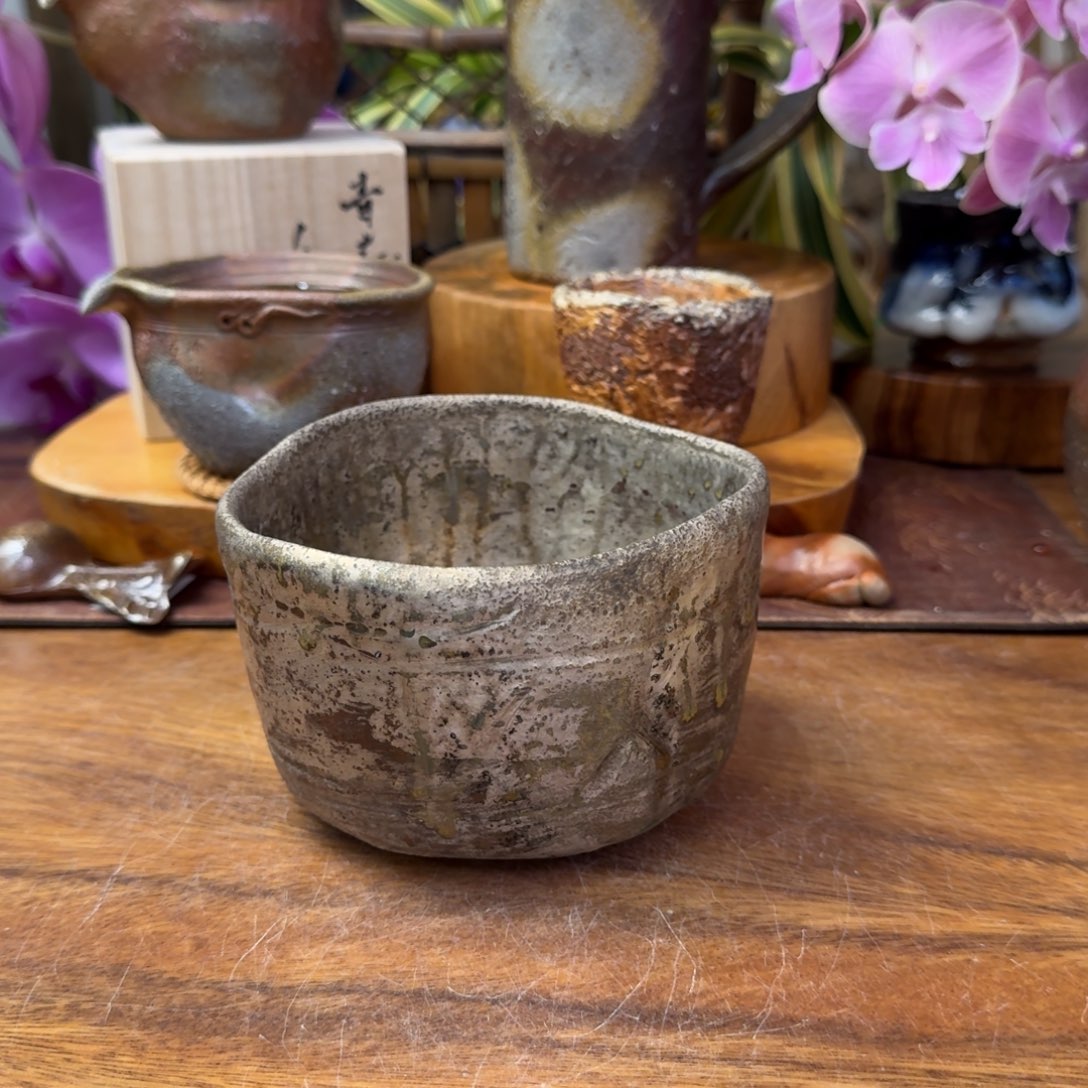 Y*** 的野智士备前烧心银彩抹茶碗福利一口价