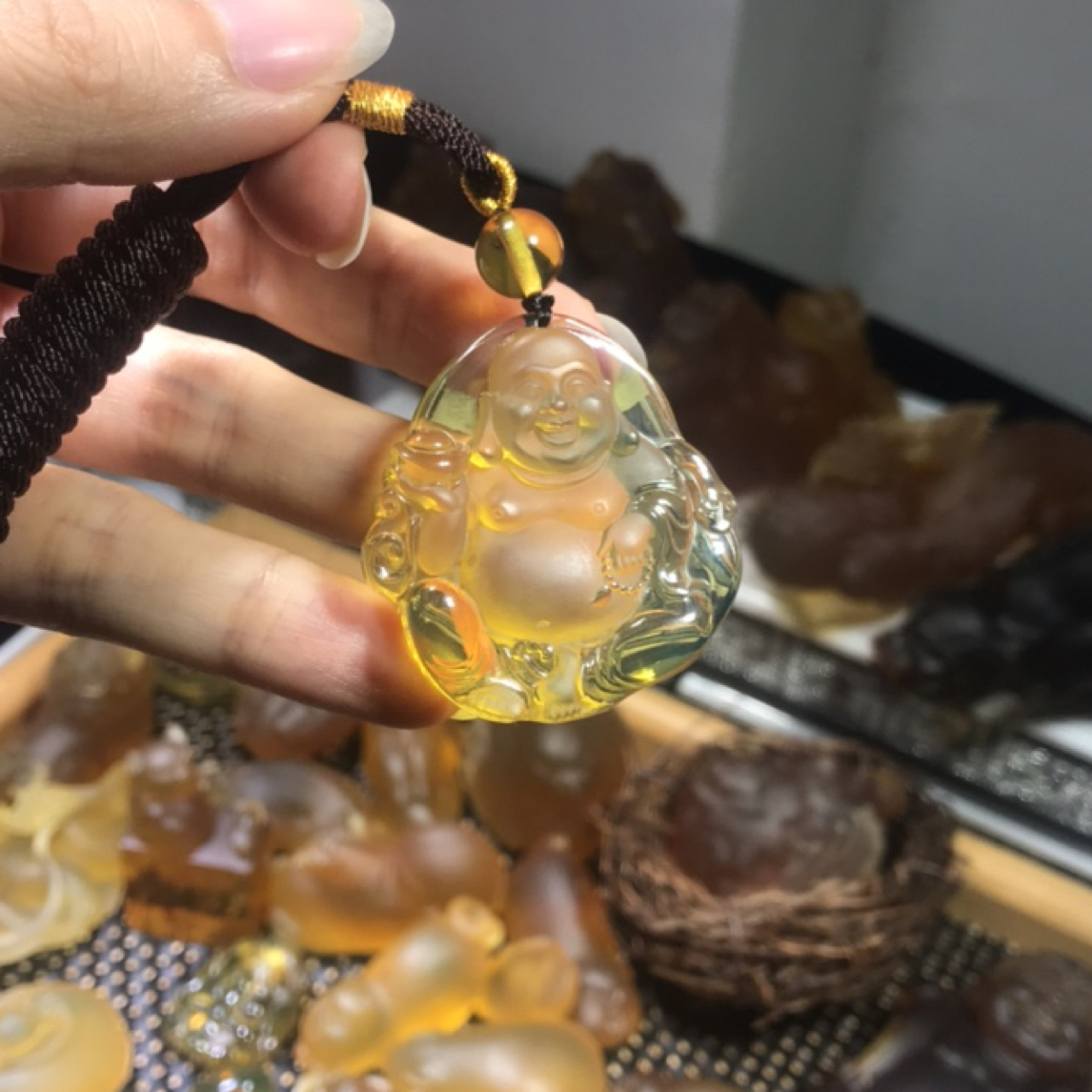 非金属树脂吊坠 弥勒佛小吊坠项链