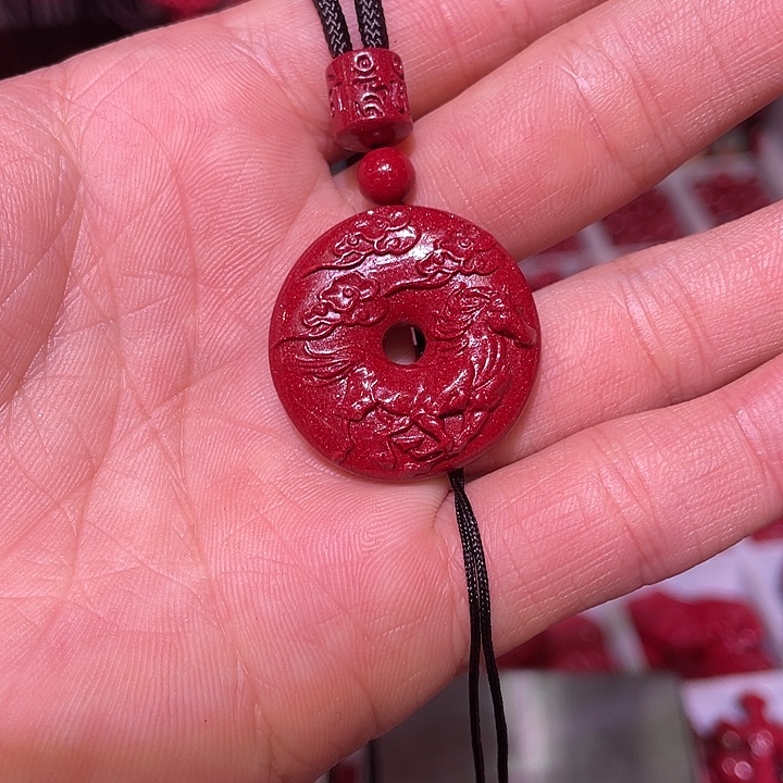 天然辰砂紫金砂马平安扣吊坠