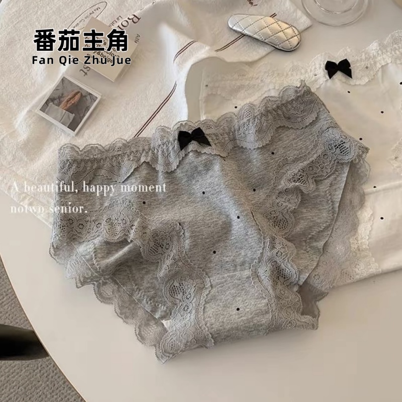 番茄主角法式蕾丝少女内裤女士纯棉三角裤抗菌裤裆透气中腰1743