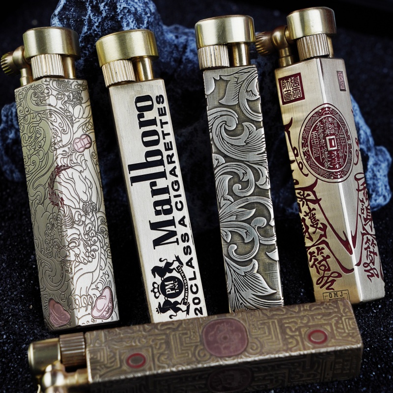 OMJ/欧米嘉乾坤柱手工黄铜打火机创意备用油壶煤油打火机男士送礼