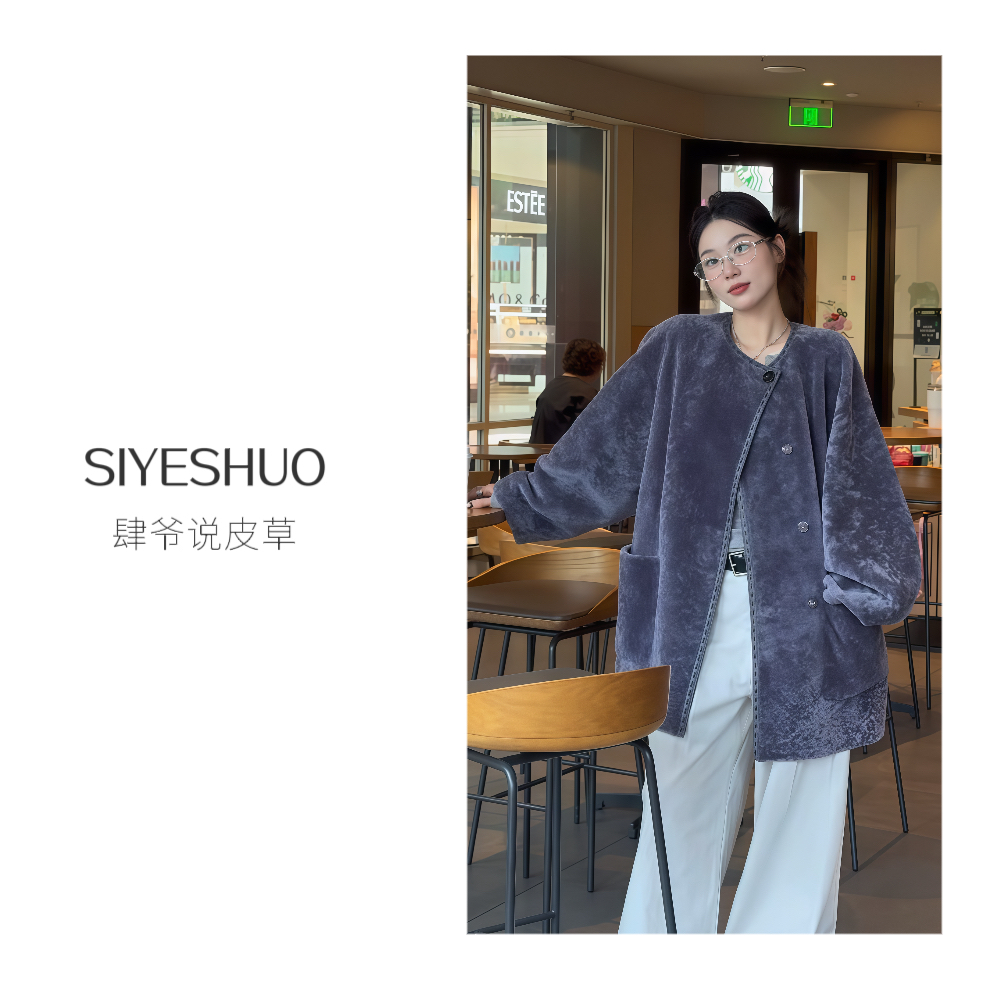 《艺术份子》卡拉库尔胎羊皮毛一体女装设计师皮草外套622J