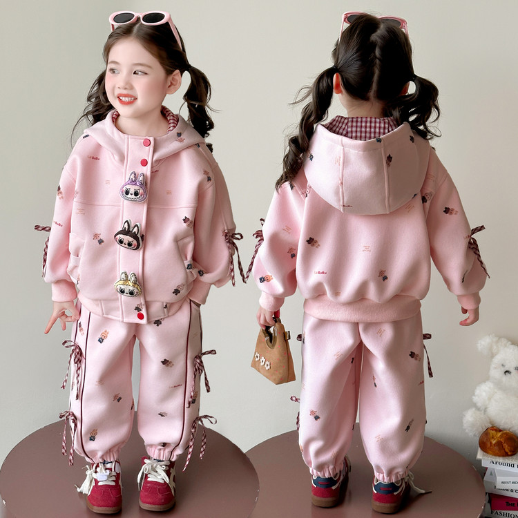 女童套装2025新款儿童洋气时髦春秋款宝宝秋季运动卫衣两件套运动