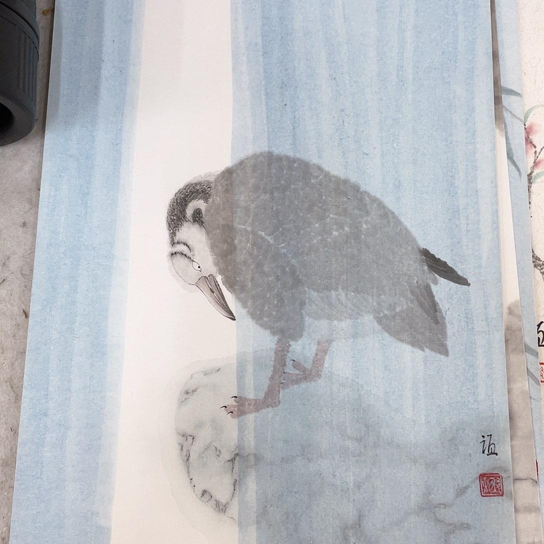 国画把门反锁门上一扇通往