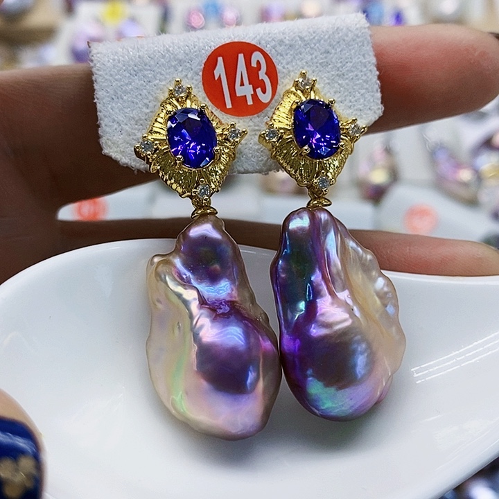 银S925镶嵌耳饰淡水珍珠