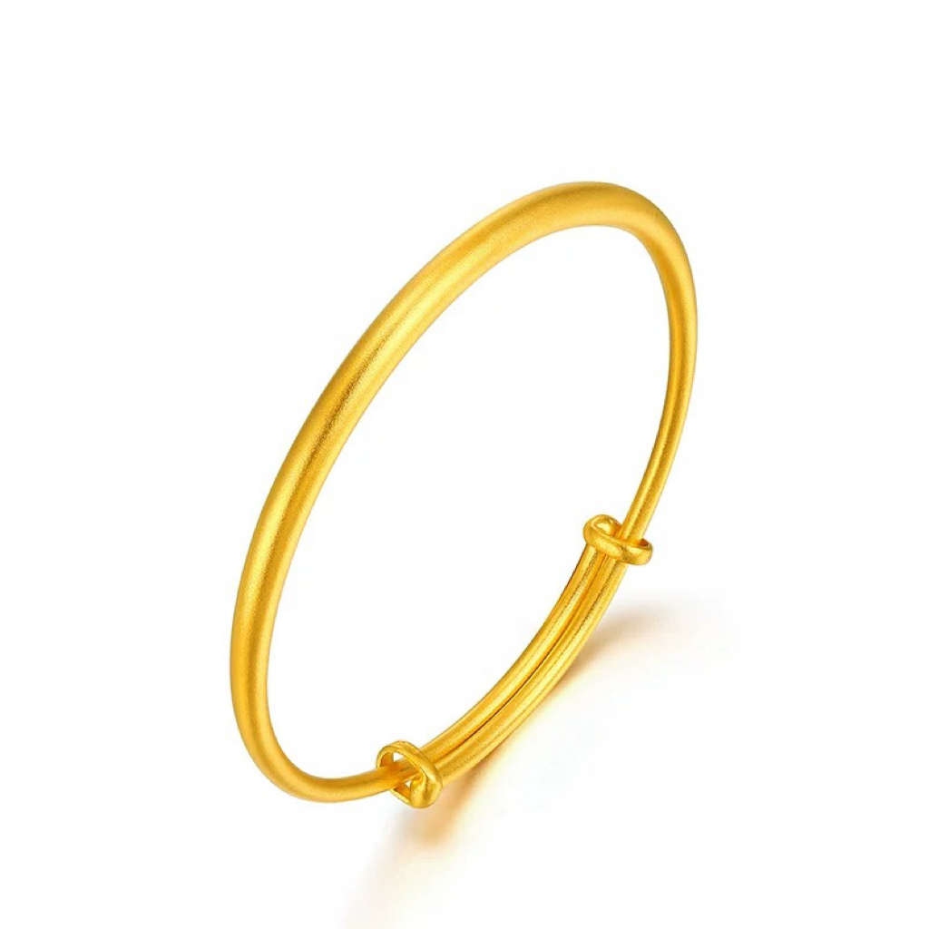 30.59克足金999.9经典古法实心推拉手镯可调节磨砂哑光黄金手镯