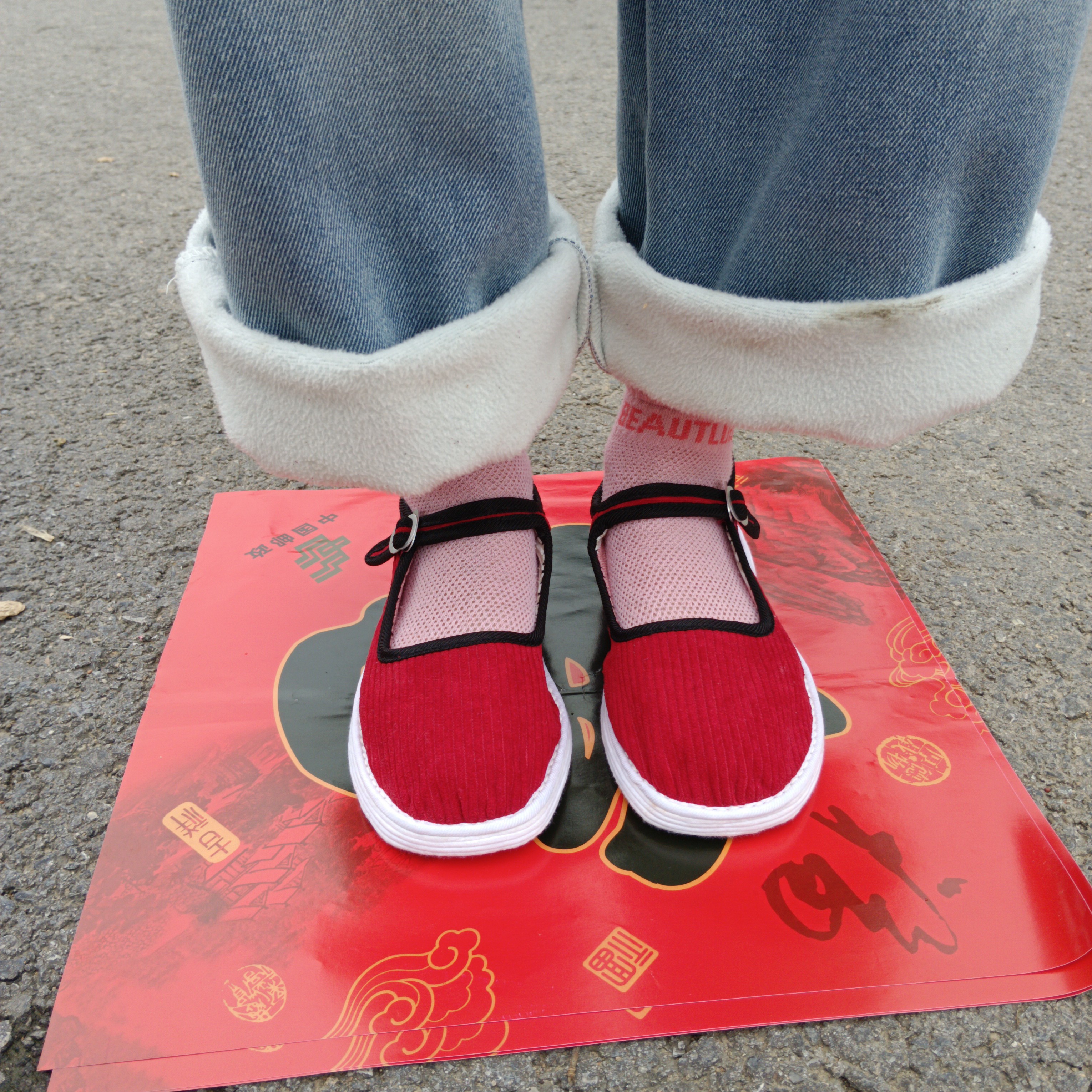 女透气搭扣轻职风一字式扣带布鞋千层底民族风