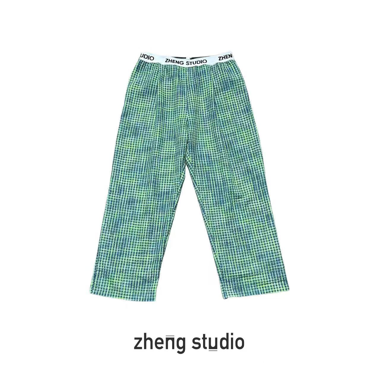 #50319泡泡纱色织格纹 三伏裤