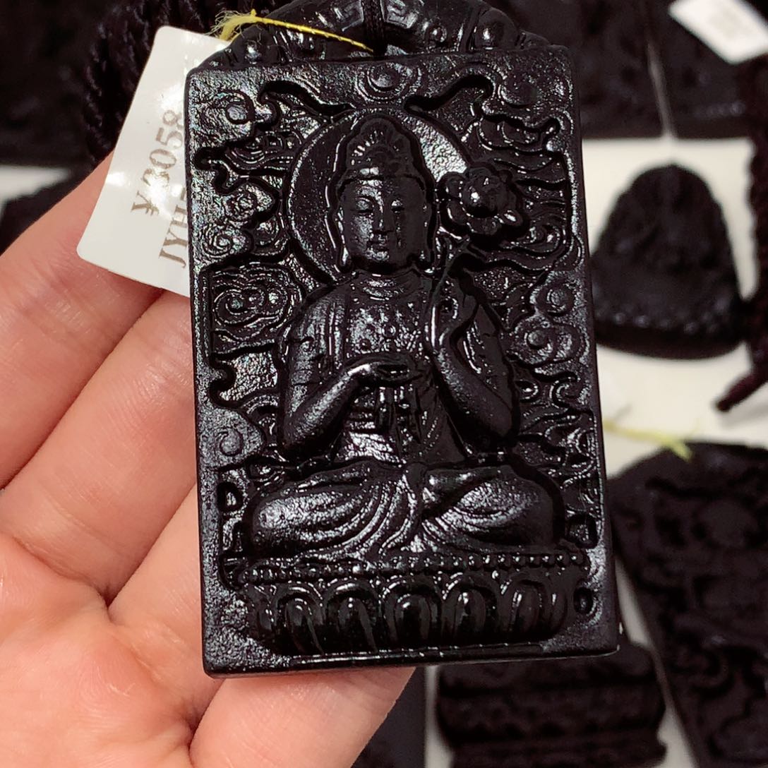 天然缅甸a货钢琴黑挂件