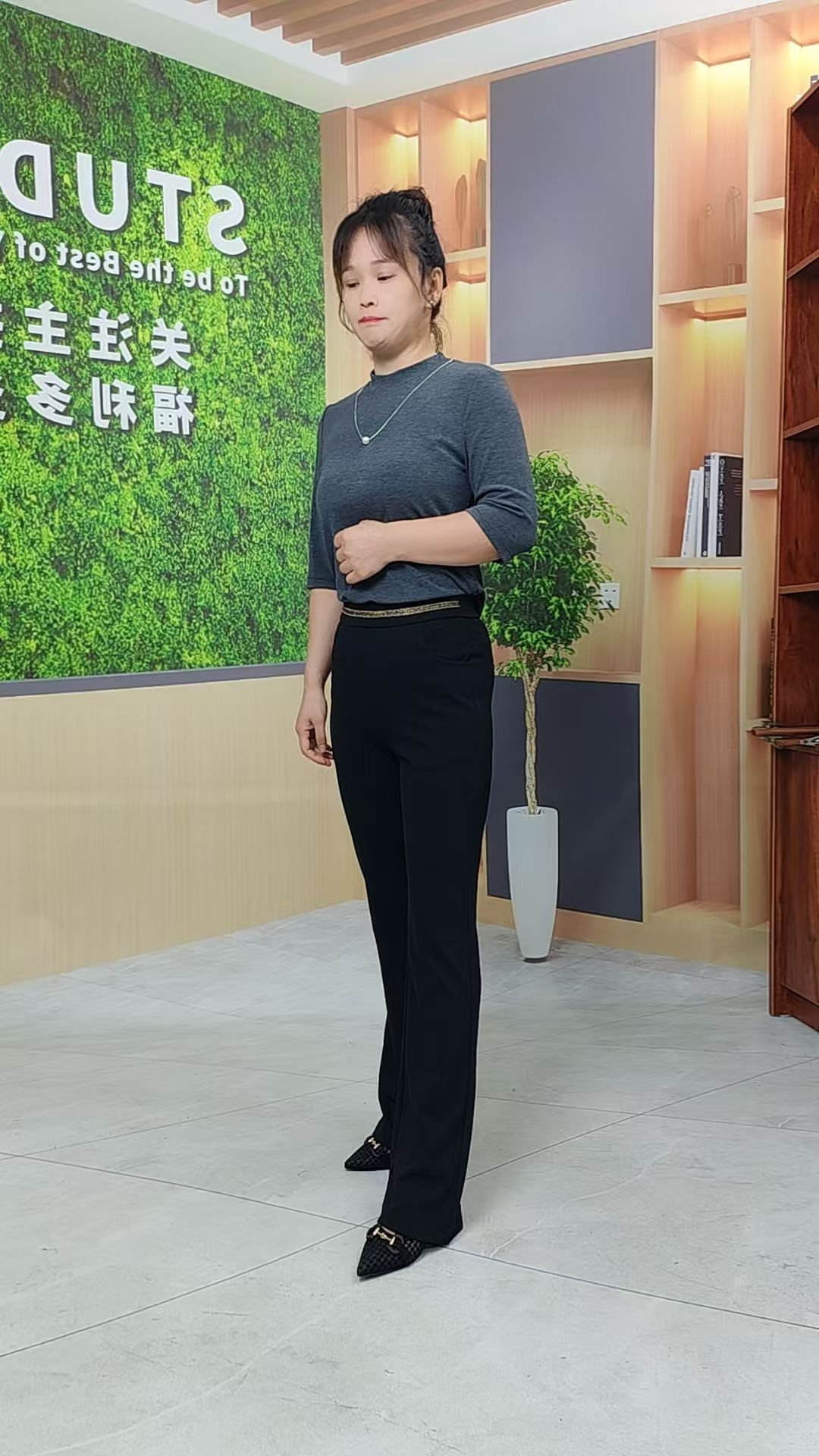 8627高腰秋季显瘦喇叭裤常规款设计师透气微弹力气质女士微喇