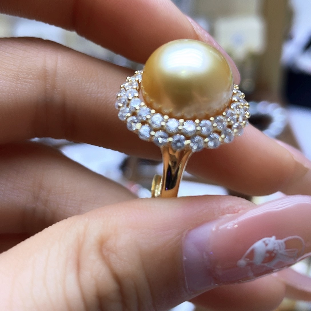 海水珍珠戒指银S925镶嵌