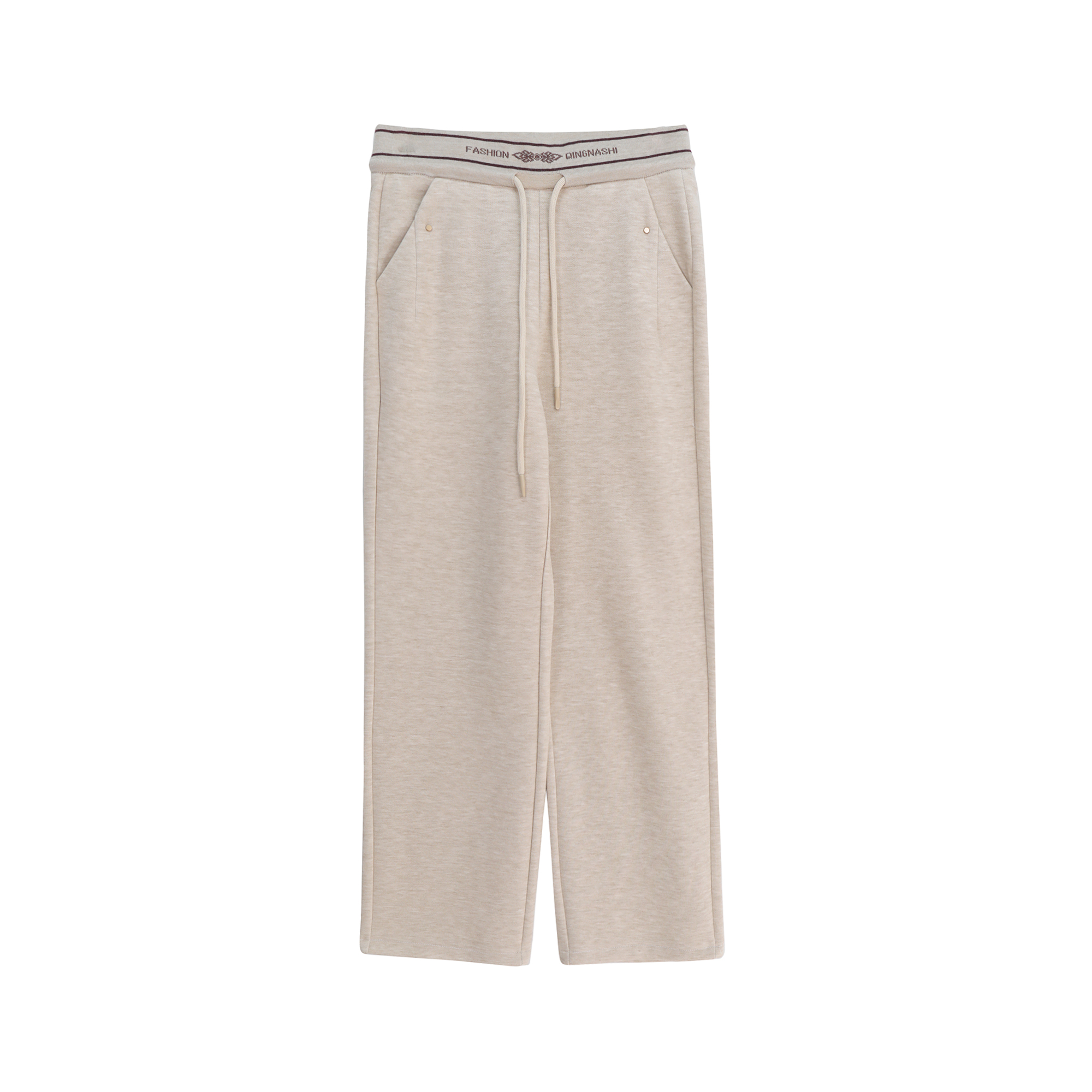 新款高腰宽松绵羊毛桑蚕丝显瘦百搭休闲裤X26973