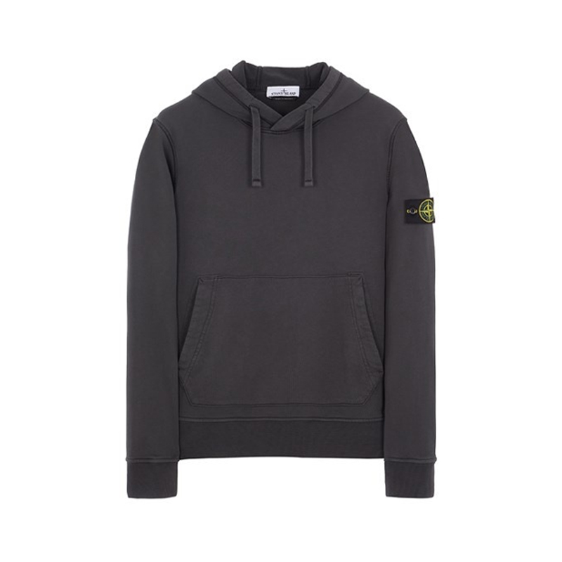STONE ISLAND石头岛 Logo贴花抽绳连帽套头长袖卫衣深灰
