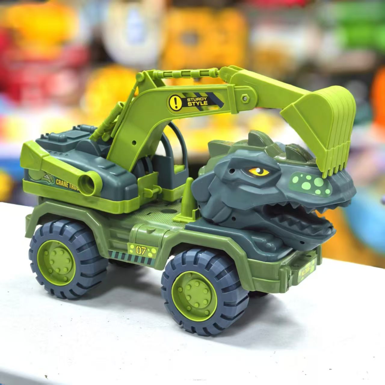 大号28厘米儿童绿色霸王龙挖掘车工程车玩具