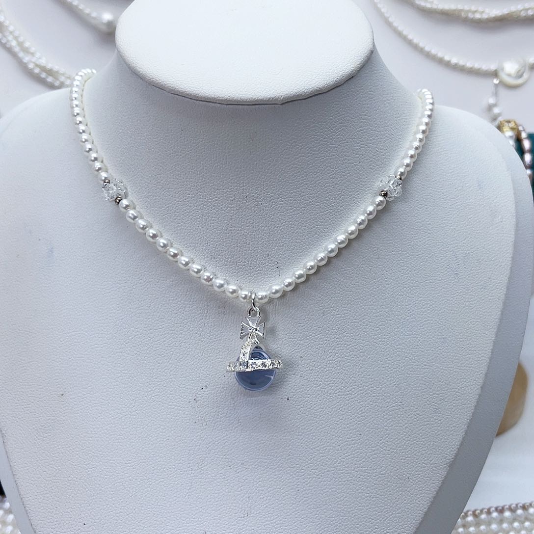 颈饰银S925镶嵌淡水珍珠