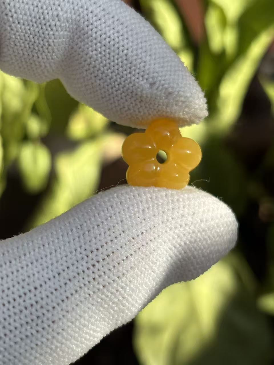 3936天然蜜蜡琥珀五瓣花配饰13x7mm