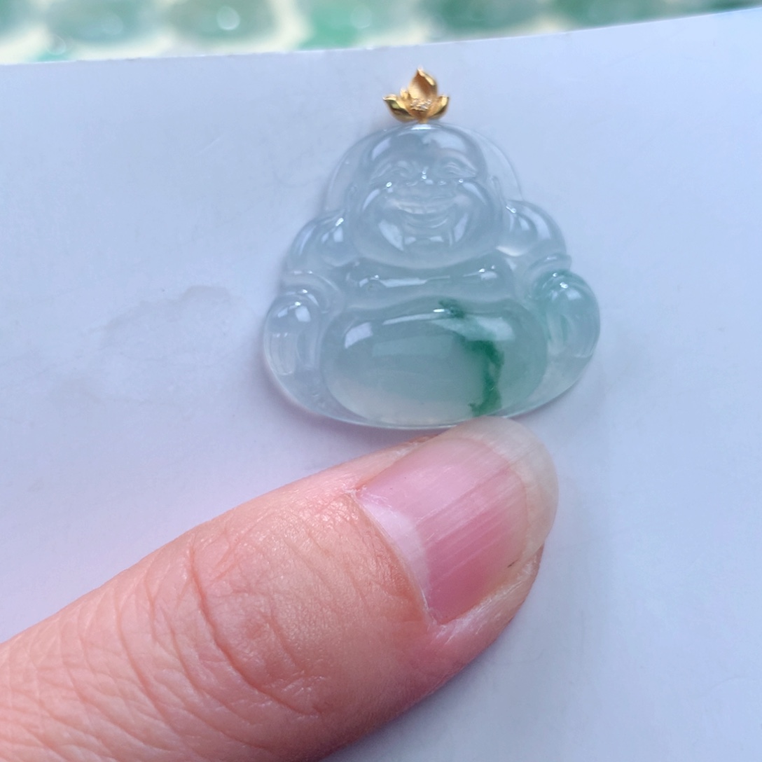 翡翠吊坠(不含链)18K金镶嵌