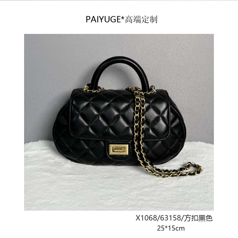 X1068/63158/方扣黑色 高端订制手工蜡线女士单肩斜挎184孤品