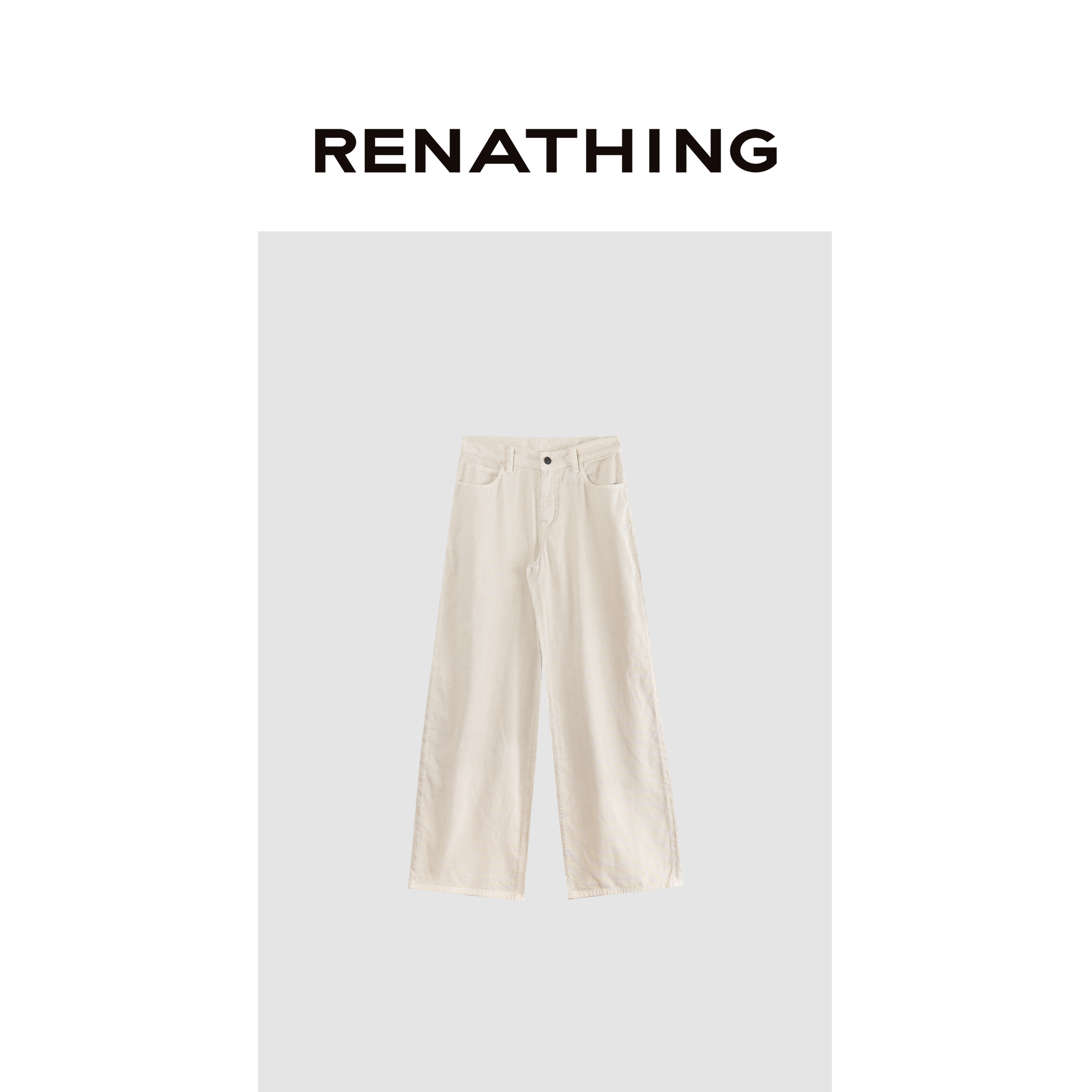 【RENATHING】纯色休闲灯芯绒直筒裤
