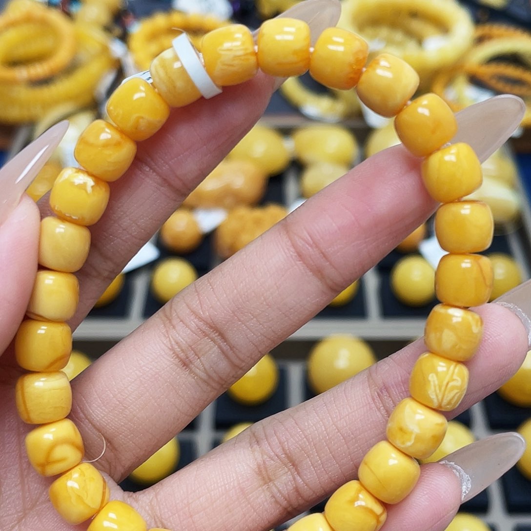 蜜蜡珠宝奇石未镶嵌7.4mm老型氧化手串·蜜之缘