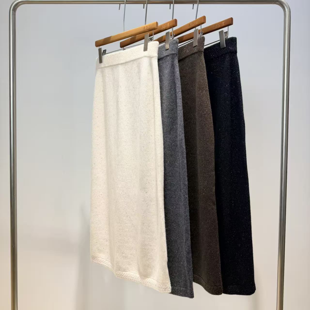 80218气质百搭显瘦金豆纱纯山羊绒半裙